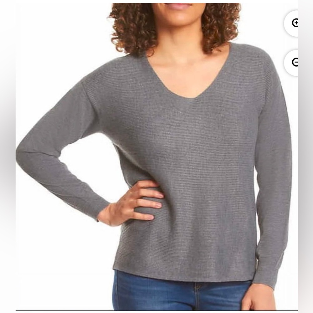 Ella Moss Women’s Long Sleeve Ribbed V-Neck Sweater